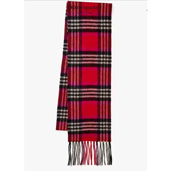 KATE SPADE WOOL PLAID SCARF FOLIAGE WOVEN NEW! - Picture 2 of 4